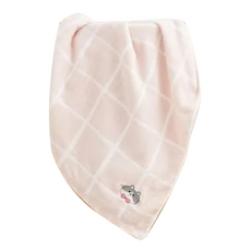 星紅織品 日系格子可愛貓咪圖案浴巾 70x140公分 100%純棉, 粉色, 1條