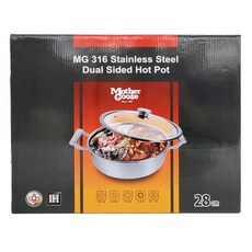 Mother Goose 鵝媽媽 IH不鏽鋼316鴛鴦鍋 MG 316 Stainless Steel Dual Sided Hot Pot 28cm, BD03005, 1個