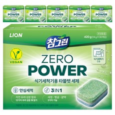 [비건라이프] 참그린 제로파워 식기세척기용 타블렛 세제 30p, 420g, 6개