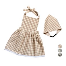 SEMOMS 女孩童荷葉邊圍裙+頭巾組