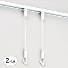 철물백화점 액자걸이 레일형 1m 2p + 레일 1m 세트, 화이트, 2세트