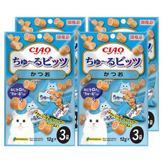 INABA CIAO 啾嚕 夾心肉泥捲, 鰹魚, 36g, 4袋