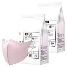 다나마스크 오브 쿨 뷰티라인 중형 KF80, 30개입, 2개, 핑크버블