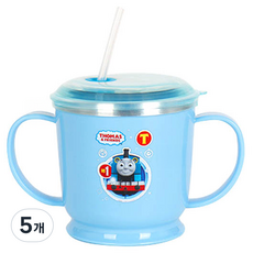 토마스와친구들 흘림방지 스텐 양수 빨대컵 K0046, 블루, 5개, 250ml