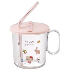 Skater KITTY 吸管杯, 透明色 + 粉色, 250ml, 1個