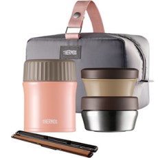 THERMOS 膳魔師 保溫便當盒5件組 TKLG-1000, 桃粉, 1組