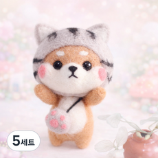 아트조이 DIY 양모펠트 키트, 5세트, 고양이시바