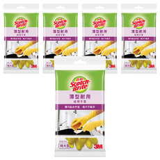 3M Scotch-Brite 百利 檸檬清香 薄型耐用絨裡手套, 黃色, 特大, 5包