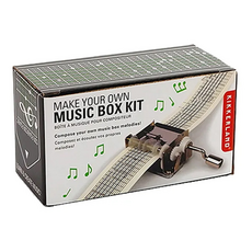 KIKKERLAND 手搖式機械音樂盒組，DIY音樂盒套件, 金屬色, 7 x 12.5 x 6.5cm