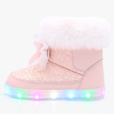 kiphant 女童閃亮杏色LED毛絨靴 WU-07