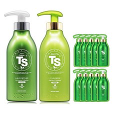 TS 草本健髮洗髮精 500g+護髮素 500ml+試用包 10入, 1組, 500ml