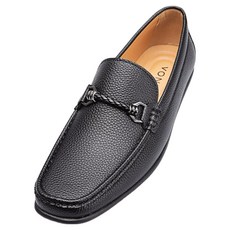 VONIN HOMME 鞋頭裝飾U形鞋頭牛皮荔枝紋樂福鞋 RXF016BK