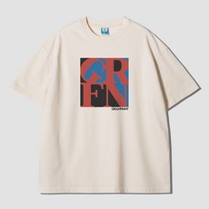 그랜피니 어센틱 오버핏 스퀘어 아트 로고 프린팅 라운드 통기성 20수 반팔 티셔츠