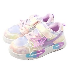 Rulushu 女童款 星星影子運動鞋 AZ146 星星造型 輕便舒適 魔鬼氈設計, 紫色, 170mm