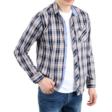 Kaiyilaibao 男士辦公室純棉格紋襯衫 YXCC145