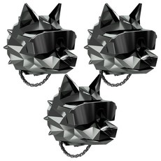 THREENINE 時尚狼 鬥牛犬 高級車用芳香劑 鍍鉻黑, 3個, 潔淨棉