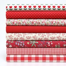 鮮豔花卉點點格紋20支平織棉布 8件組 SH-308, 8種