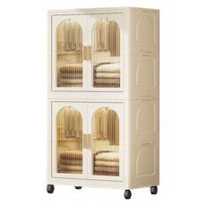 STYLE 格調 法式雙開門摺疊收納櫃 雙大層, BB-015-A, 高138cm*寬 64cm*深40cm(不含輪子)