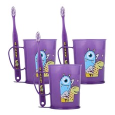 WEDENT 威登 兒童牙刷杯組 紫色, 3組, 9歲以上