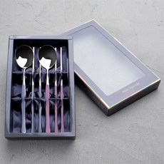 화인센스 타임리스 세라믹 수저 2벌 선물세트, 그레이, 핑크, 숟가락 2p + 젓가락 2p, 1세트