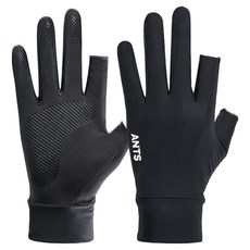앤티스 오픈핑거 바이크 터치장갑 양손 착용 세트, 블랙