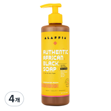 [쿠팡수입] 알라피아 어센틱 아프리칸 블랙솝 올인원 바디워시 로즈워터 피오니, 476ml, 4개