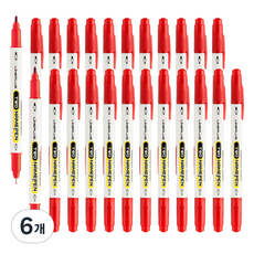Lineplus 雙頭油性筆, 紅色, 6個