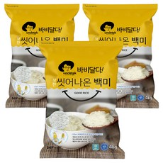 엉클탁 바비달다 씻어나온 백미 상등급, 4kg, 3개