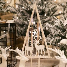 木製聖誕樹造型燈飾, 米色, 1個