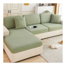 涼感新科技彈力冰絲沙發套 纖維材質 顏色: 寧靜藍/淺灰色/米白色/玫瑰粉/檸檬黃, S(寬65~85cm x 長65~85cm 高5~20cm), 抹茶綠色, 1件