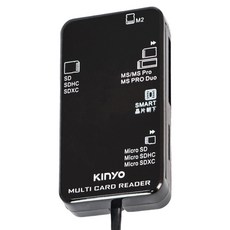Kinyo 多合一晶片讀卡機 15cm 27.6g, KCR-6250, 黑色, 1個