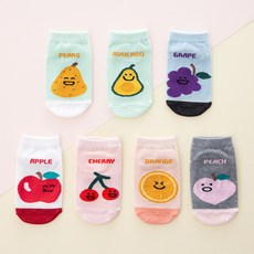 BASE ALPHA ESSENTIALS 孩童水果印花運動踝襪 7入