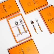 라귀올 장네론 선물패키지 케이크 커트러리 세트, 마블브라운, 스푼 + 포크, 1세트
