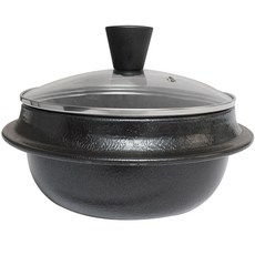 SIGNCOOK IH感應鑄鐵湯鍋+玻璃鍋蓋, 18cm, 黑色