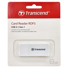 Transcend 創見 USB 3.1 讀卡機 RDF5 支援SD/microSD 台灣製造, TS-RDF5W, 白色, 1個