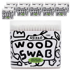 씨조 베이직 면 우드 스왑 면봉, 200개입, 12개