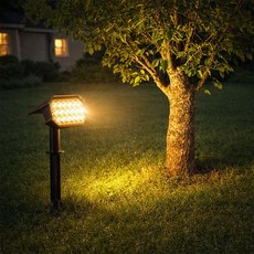 비상 24LED 태양광 야외 스탠딩 정원 수목등, 웜화이트