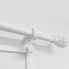 Kamsungnamja 免鑽孔 Bella 25mm 窗簾桿+免鑽孔掛環組, 白色