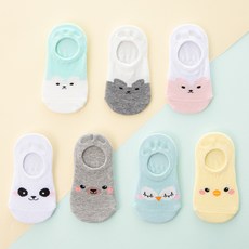 BASE ALPHA ESSENTIALS 孩童動物印花隱形襪 7入