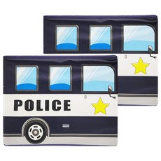卡通翻蓋玩具收納箱 車廂款 防水可折疊, 藏青色警車, 38 x 25 x 25cm, 2個