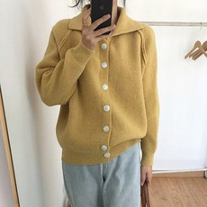 더시럽 여성용 루즈핏 바시티 폴로 가디건