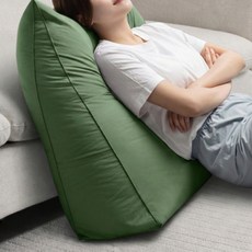 프랑떼 목까지 받쳐주는 빵빵한 방수 호텔식 롱슬림 삼각 등받이 쿠션, 그린