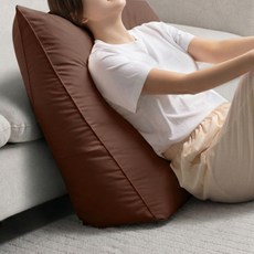 프랑떼 목까지 받쳐주는 빵빵한 방수 호텔식 롱슬림 삼각 등받이 쿠션, 브라운
