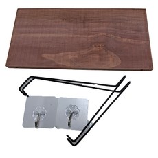 ZZ3834 免打孔牆上置物架 附安裝工具 簡約款 (含無痕掛勾x2), 30 x 15 x 14cm, 深棕色, 1層