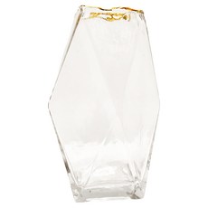 éclat 匠心花藝 輕奢霧面錘紋幾何金口玻璃花瓶, 幾何透金