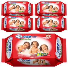 拭拭樂 嬰兒柔濕巾 EDI超純水 親膚水潤 台灣製造, 85張, 5包