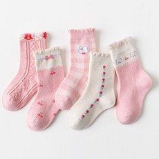 Ppumpum Socks 女童粉紅氣球兔子中筒襪 E14 5雙組