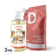 GOWITH 多效合一洗碗精補充包 600ml+洗碗精 正裝 750ml, 3組