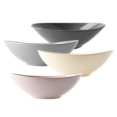 DH리미티드 奶油寬口碗 4入, 炭灰色 + 灰色 + 象牙白 + 灰粉色, 1套
