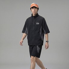 JEEP SPIRIT 男女通用 半寬鬆版型 科技面料 短袖拉鍊上下裝套組